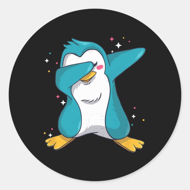 Sticker Rond Dabbing Penguin Noël Dabs amusant Dab Wintermème (Devant)