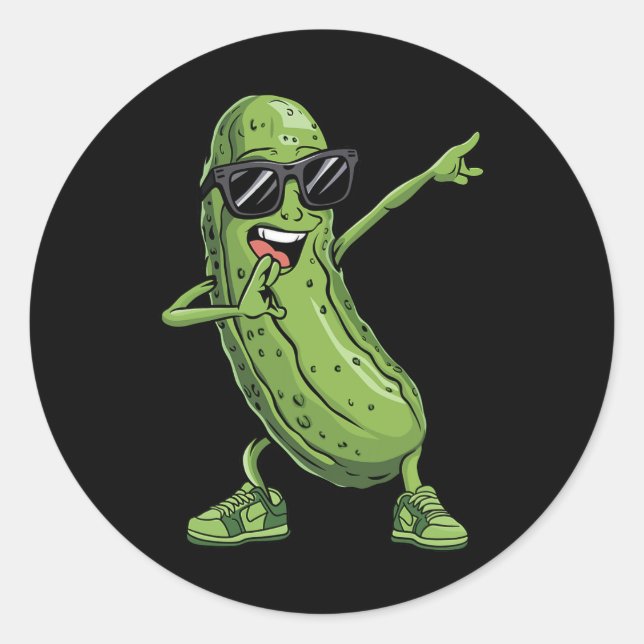 Sticker Rond Dabbing Picker Dancing Concombre Drôle Sungl Produ (Devant)