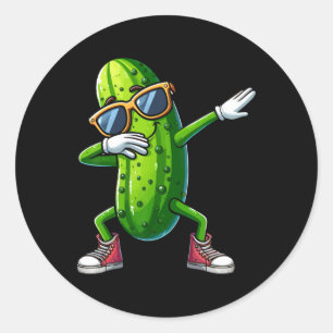 Sticker Rond Dabbing Pickle Dancing Cucumber Lover Drôle Pickle
