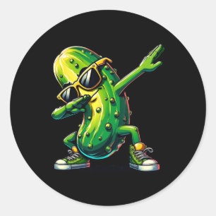 Sticker Rond Dabbing Pickle Dancing Cucumber Picker Lover Dab