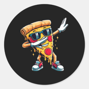 Sticker Rond Dabbing Pizza Boys Girls Pizza Toddler Danse