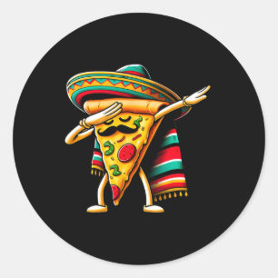 Sticker Rond Dabbing Pizza Fiesta Cinco De Mayo Mexicaine Funny