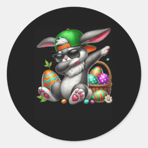 Sticker Rond Dabbing Rabbit Oeufs de Pâques Dab Garçons Filles