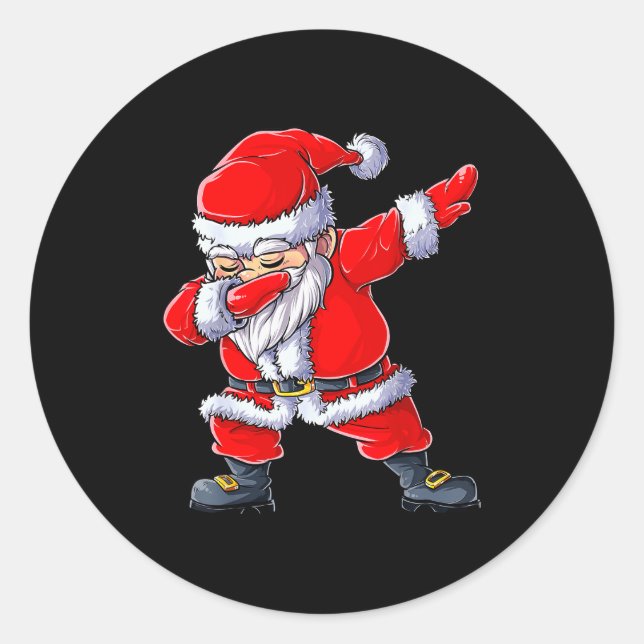 Sticker Rond Dabbing Santa Claus Christmas Boys Men Funny Xmas  (Devant)