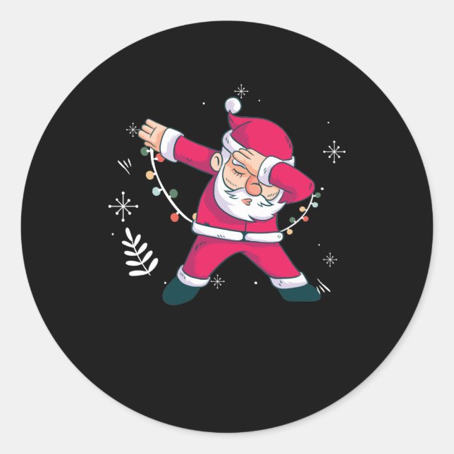 Sticker Rond Dabbing Santa Claus dancer Christmas dancing (Devant)