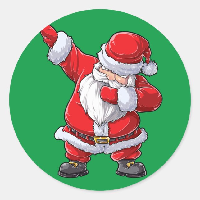 Sticker Rond Dabbing Santa Claus Noël garçons Hommes Drôle Noël (Devant)