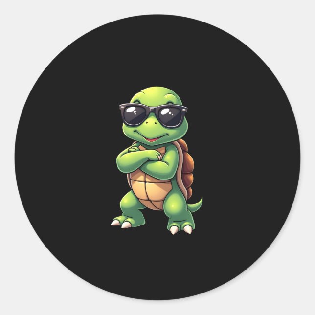 Sticker Rond Dabbing Sea Turtle Amoureux des animaux Sauvez Les (Devant)