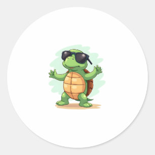 Sticker Rond Dabbing Sea Turtle Amoureux des animaux Sauvez Les