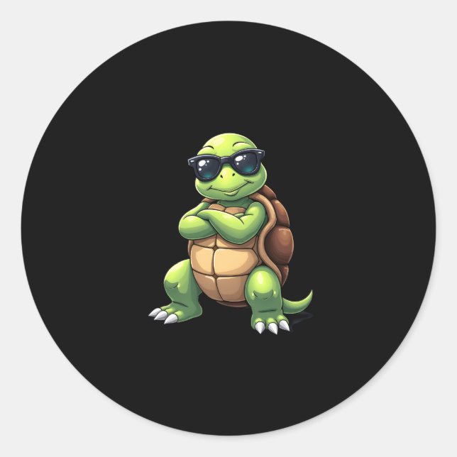 Sticker Rond Dabbing Sea Turtle Animal Lover Save The Turtles ( (Devant)