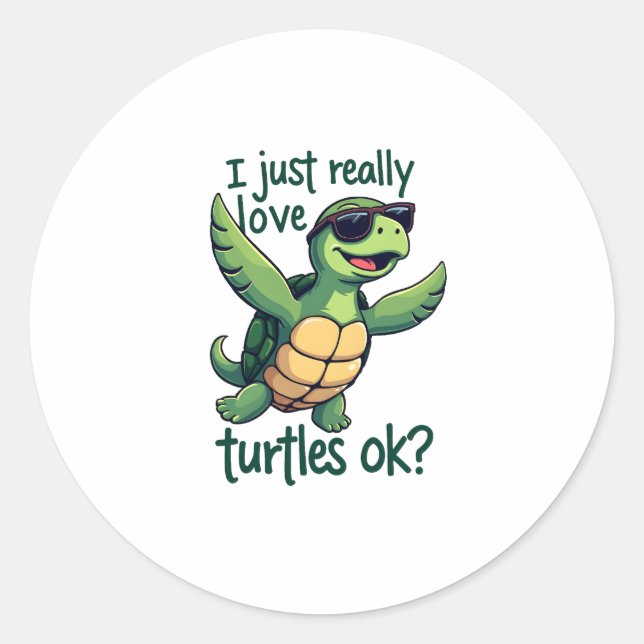 Sticker Rond Dabbing Sea Turtle J'Aime Vraiment Les Tortues Ok_ (Devant)
