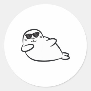 Sticker Rond Dabbing Seal Danser Seal Cute Seals