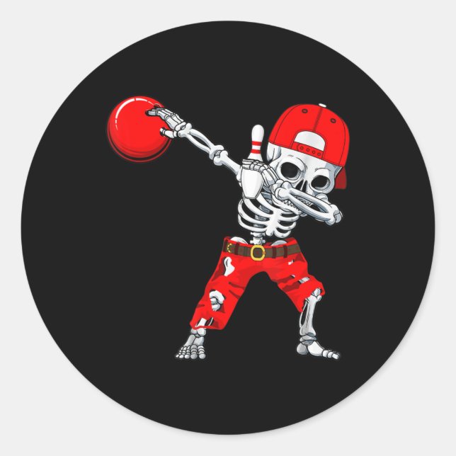 Sticker Rond Dabbing Skeleton Bowun amusant Skull Halloween Cos (Devant)