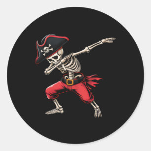 Sticker Rond Dabbing Skeleton Pirate Boys Enfants Drôle Hallowe