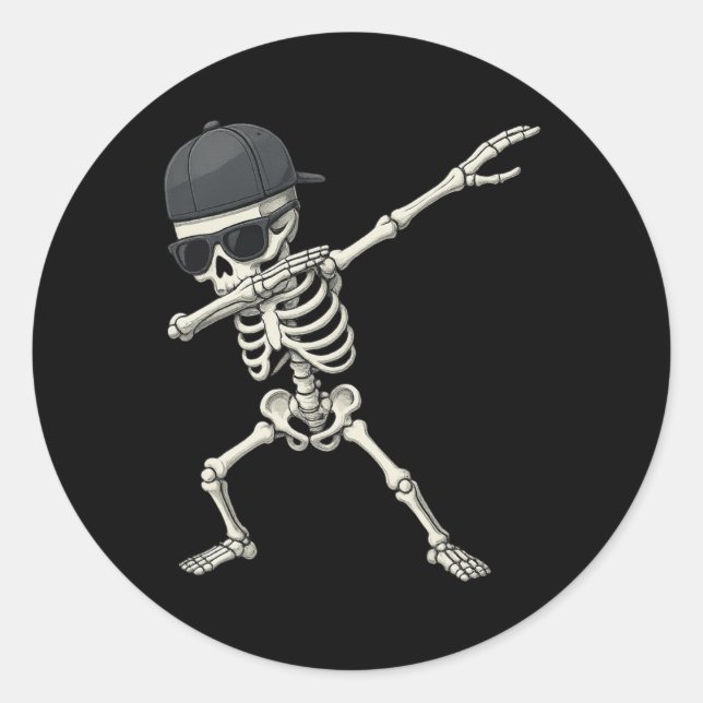 Sticker Rond Dabbing Skeleton Pirate Halloween Jolly roger pour (Devant)