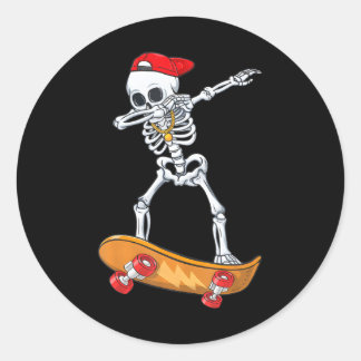 Sticker Rond Dabbing Skeleton Skateboard drôle Skate
