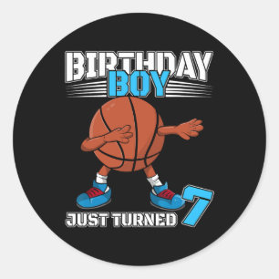 Sticker Rond Dabbing Sketll 7e anniversaire garçon 7 ans garçon