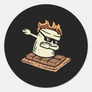 Sticker Rond Dabbing Smore Marshmallow Mignon Danse de Dab Camp