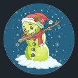 Sticker Rond Dabbing Snowman Tennis Ball Tee Noël Noël Noël<br><div class="desc">Dabbing Snowman Tennis Ball Tee Noël Noël Père Noël</div>