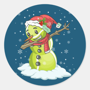 Sticker Rond Dabbing Snowman Tennis Ball Tee Noël Noël Noël
