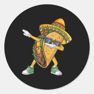 Sticker Rond Dabbing Taco Cinco De Mayo Drôle Nourriture Mexica