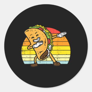 Sticker Rond Dabbing Taco Dab Retro Cinco De Mayo Hommes Garçon