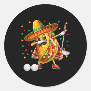 Sticker Rond Dabbing Taco Jouer Golf Cinco De Mayo Joueur Mex