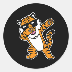 Sticker Rond Dabbing Tiger Drôle Cool Dancing Big Cat Dab Shirt