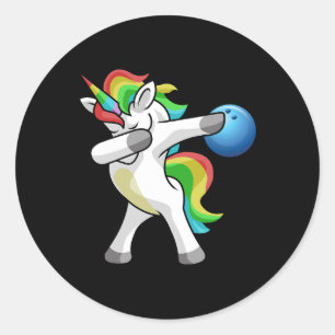 Sticker Rond Dabbing Unicorn Bowling Bowler Funny Dab Dance Rai
