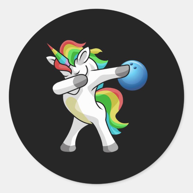 Sticker Rond Dabbing Unicorn Bowling Bowler Funny Dab Dance Rai (Devant)