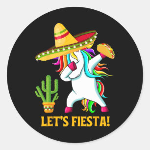 Sticker Rond Dabbing Unicorn Funny Cinco De Mayo Filles Laisser