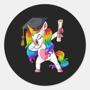 Sticker Rond Dabbing Unicorn School Graduation Dab Girls Kids T