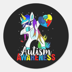 Sticker Rond Dabbing Unicorn Sensibilisation sur l'autisme Enfa