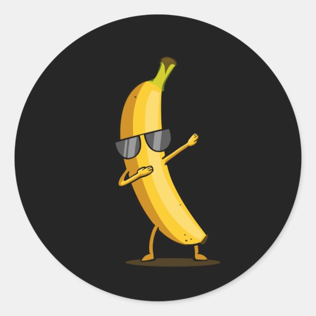 Sticker Rond Dabbing Yellow Banana Dab Funny Dancing Fruits (Devant)
