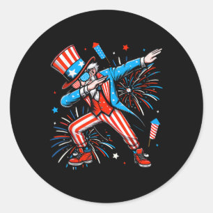 Sticker Rond Dabcle Sam Fête de l'indépendance Uncle Sam Drapea