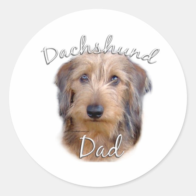 Sticker Rond Dachshund (à poils durs) Papa 2 (Devant)