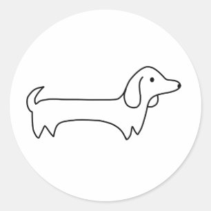STICKER ROND DACHSHUND, CHIEN CHAUD, CHIEN SAUSAGE, CUTE, AMOUR