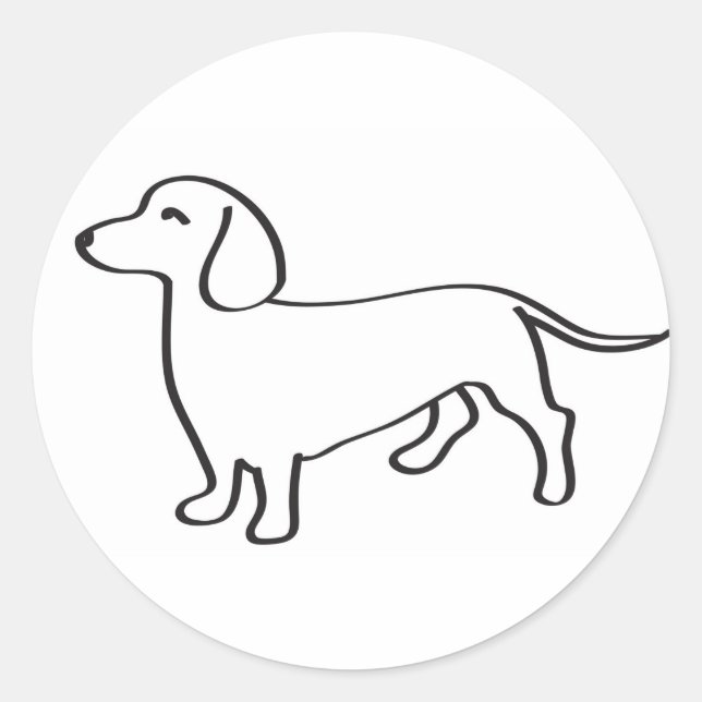 Sticker Rond Dachshund Chien Doxie Illustration (Devant)