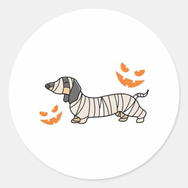 Sticker Rond Dachshund Chien Halloween Candy Corn Pleine lune (Devant)