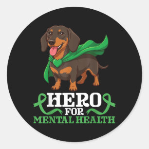 Sticker Rond Dachshund chien héros pour la sensibilisation à la