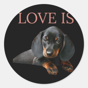 Sticker Rond Dachshund Chien Maman Papa Hommes Femmes Enfants C