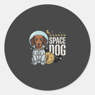 Sticker Rond Dachshund Chien Spatial Astronaute Vecteur
