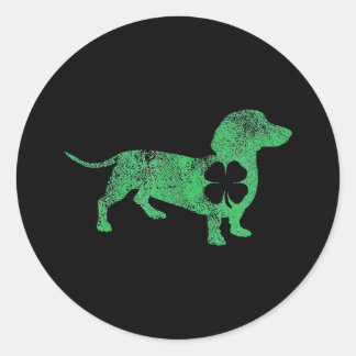 Sticker Rond Dachshund Chien St. Patrick's Day Saint Paddy's