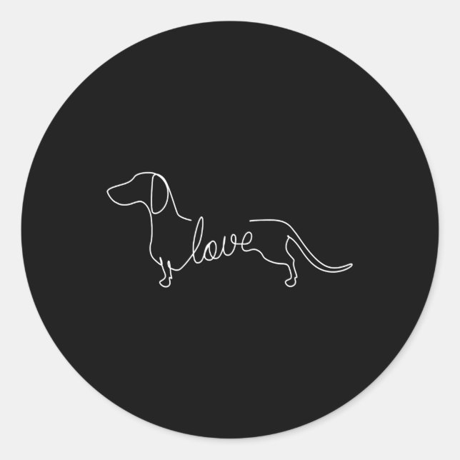 Sticker Rond Dachshund Chiweenie Wiener Chien Log Sketch (Devant)
