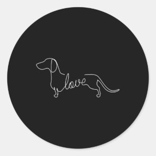 Sticker Rond Dachshund Chiweenie Wiener Chien Log Sketch