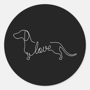 Sticker Rond Dachshund Chiweenie Wiener Dog Log Sketch
