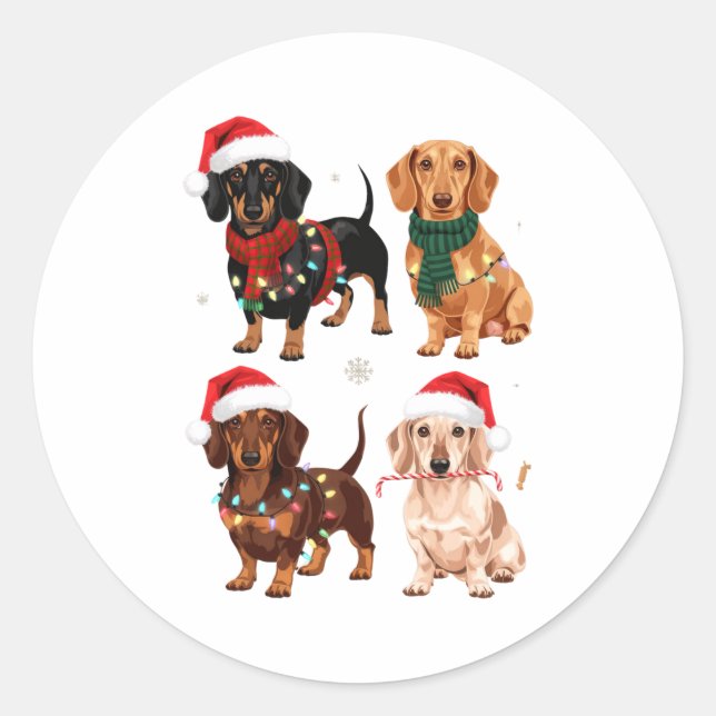 Sticker Rond Dachshund Christmas Dog Mom Lover Xmas Gift  (Devant)