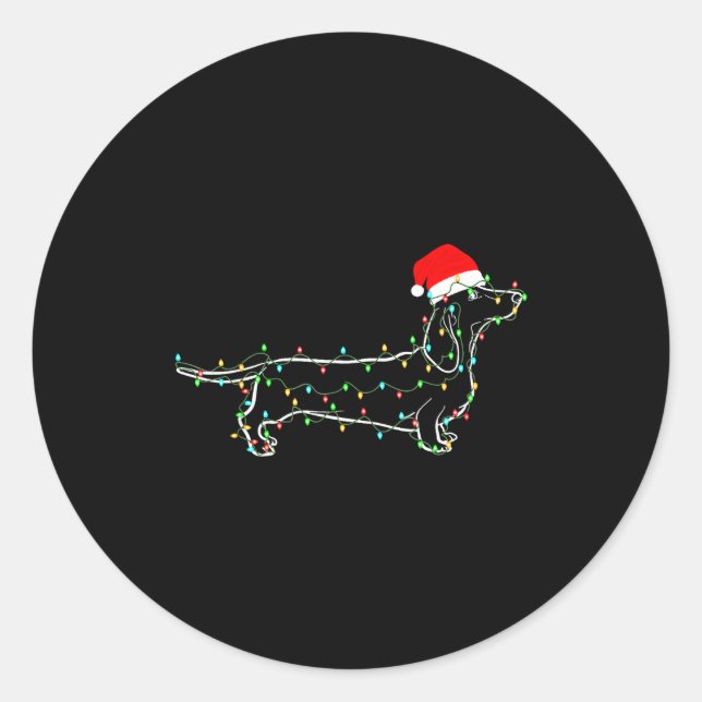 Sticker Rond Dachshund Dogs Tree Christmas Sweater Xmas For Pet (Devant)