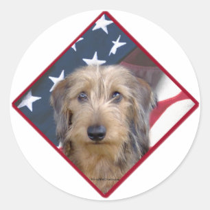 Sticker Rond Dachshund Drapeau 2