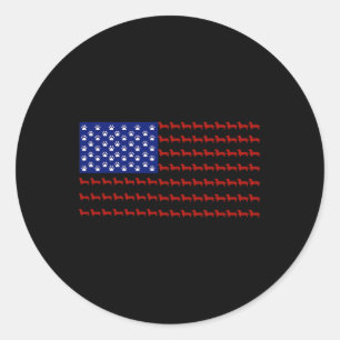 Sticker Rond Dachshund Drapeau Américain Jour de l'Indépendance