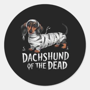 Sticker Rond Dachshund Du Chien Mort D'Halloween